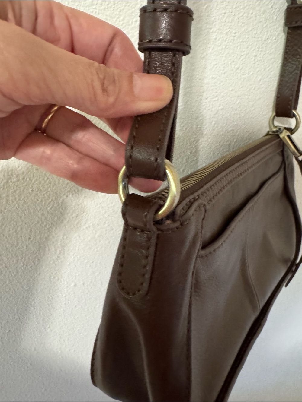 HOBO Bellamy Small Crossbody Bag Brown Genuine Leather Phone Pocket-10x5x2.5” - Picture 9 of 14